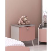 Mesa de Cabeceira Infantil Ternura com 1 Gaveta - Branco/Rosa/Cinza