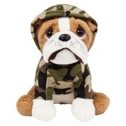 Pelúcia - 22 Cm - Cachorrinho - Bulldog Sentado - Militar - Buba