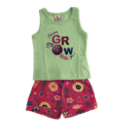 Conjunto Bebê Feminino Regata + Short Brandili Tamanho:M;Cor:Verde Água;Gênero:Menina