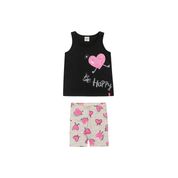 Conjunto Infantil Feminino Regata + Bermuda Elian Tamanho:2;Cor:Preto