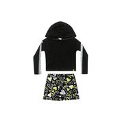 Conjunto Infantil Feminino Blusa + Short Saia Elian Tamanho:10;Cor:Preto