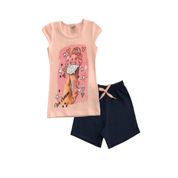 Conjunto Infantil Feminino Blusa + Short Viston Tamanho:6;Cor:Rosa;Gênero:Menina