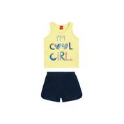 Conjunto Infantil Feminino Regata + Short Elian Tamanho:4;Cor:Amarelo