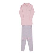 Conjunto Bebê Feminino Body + Calça Paraiso Tamanho:M;Cor:Rosa;Gênero:Menina