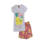 Conjunto Infantil Feminino Blusa + Short Viston Tamanho:1;Cor:Branco;Gênero:Menina