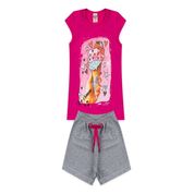 Conjunto Infantil Feminino Blusa + Short Viston Tamanho:6;Cor:Pink;Gênero:Menina