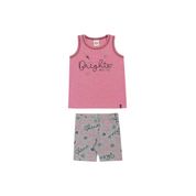 Conjunto Infantil Feminino Regata + Bermuda Elian Tamanho:8;Cor:Rosa Chiclete