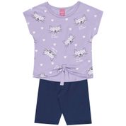 Conjunto Infantil Feminino Blusa + Bermuda Kamylus Tamanho:10;Cor:Lilás