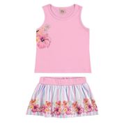 Conjunto Infantil Feminino Regata + Saia Ding Dang Tamanho:1;Cor:Rosa;Gênero:Menina