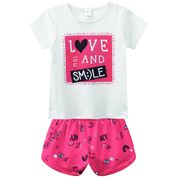 Conjunto Infantil Feminino Blusa + Short Marisol Tamanho:6;Cor:Branco