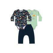 Conjunto Bebê Masculino Body + Calça Elian Tamanho:G;Cor:Verde