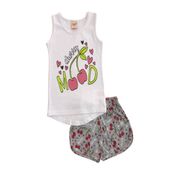 Conjunto Infantil Feminino Regata + Short Viston Tamanho:6;Cor:Branco;Gênero:Menina