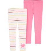 CALÇA INFANTIL FEMININO 2PÇS CARTER´S Tamanho:4T;Cor:Rosa;Gênero:Menina