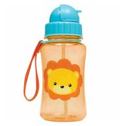 Garrafinha Plástico com Canudo - 350 Ml - Animal Fun - Leão - Buba