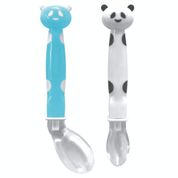 Conjunto de Colheres em Silicone - Pandinhas - Azul - Buba