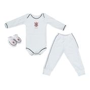 Kit Bebê Corinthians 3 Peças Longo Branco - Torcida Baby