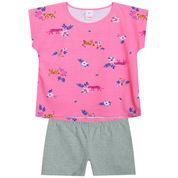 Conjunto Infantil Feminino Blusa + Bermuda Marisol Tamanho:2;Cor:Rosa