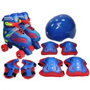 Patins Infantil 4 Rodas Kit de Protecao 30-33 Azul UniToys