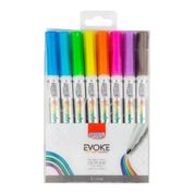 Marcador Artistico Evoke Outline Com 8 Cores BRW