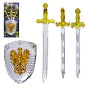 Kit Medieval Com 3 Espadas e Escudo Pica Pau