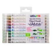 Marcador Artistico Dual Brush Metalic com 10 Cores Leonora