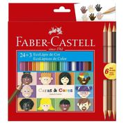 Lapis De Cor Caras E Cores Com 24 Cores Faber Castell