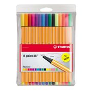 Conjunto de Canetas - Point Fineliner Neon - 88 Mini - 15 Cores - Stabilo