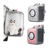 MOCHILA PET BOLSA TRANSPORTE CAO GATO CACHORRO ASTRONAUTA CAPSULA TRANSPARENTE COM TAPETE Rosa