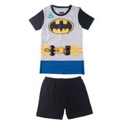 Pijama Infantil Interativo - Camisa Manga Curta e Bermuda - Batman - Algodão e Poliéster - Cinza - Minimi