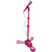 Microfone com Pedestal e Luzes Coloridas - Rosa - Fenix