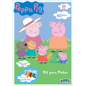 Quebra-Cabeça Peppa Pig Para Pintar - 60 Peças + Adesivos