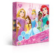 Super Kit com Quebra-Cabeça - Dominó - Jogo da Memória - Princesas Disney