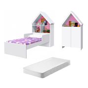 Conjunto para Quarto Gabrielli Móveis Casinha Branco,Rosa