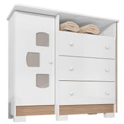 Cômoda Sapateira Infantil 104cm 1 Porta 3 Gavetas Fofinho I03 Flex Branco/Cartagena -  Mpozenato