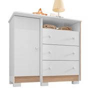 Cômoda Sapateira Infantil 104cm 1 Porta 3 Gavetas Alegria I03 Flex Branco/Cartagena -  Mpozenato