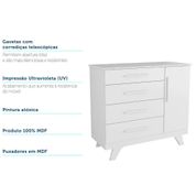Quarto de Bebê com Cômoda 1 Porta 4 Gavetas e Berço Retrô Moveis Peroba Branco Brilho