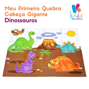 Meu Primeiro Quebra Cabeça Gigante Dinossauros | Coordenação Motora Raciocínio Lógico | Madeira | Bate Bumbo