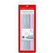 Caneta Ponta Fina - Fine Pen - 4 Cores - Tons Pastéis - Faber-Castell