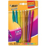 Canetas Esferográficas - Cristal Fashion - 8 Unidades - Cores Vivas - BIC