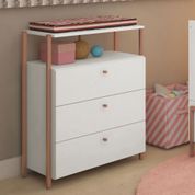 Cômoda Móveis Estrela Metalic Branco,Rosa 90 cm 65 41