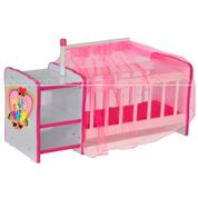 Berço Para Boneca Cristal Princesas C02 Brinquedo Infantil Branco Rosa - Lyam Decor