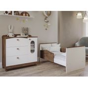 Mini Cama Conforto e Cômoda Fofura - Branco/Carvalho