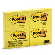 Bloco de Notas - Notas Adesivas - Post-It - 38x50mm - 100 Folhas - Amarelo - 3M