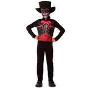 Fantasia de Halloween Infantil Caveira Mexicana Com Gorro