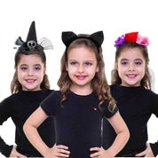 Chapéu Bruxa Infantil com Tiara de Halloween