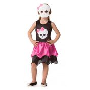 Fantasia de Caveirinha Infantil Feminina Halloween Com máscara