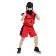 Fantasia Ninja Infantil Vermelho Samurai Curta Com Capuz