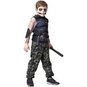 Fantasia Soldado Infantil de Halloween Militar Caveira do Exercito Com Músculo