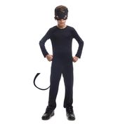 Fantasia de Halloween Infantil Masculina Animais Gato Preto Com Máscara