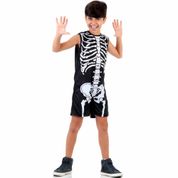 Fantasia de Esqueleto Infantil Curto Halloween